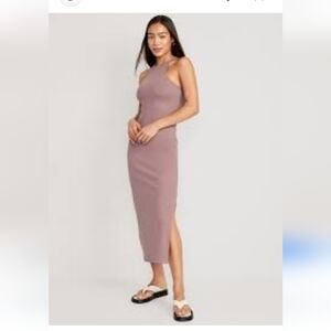 Old navy fitted high neck rib knit maxi dress